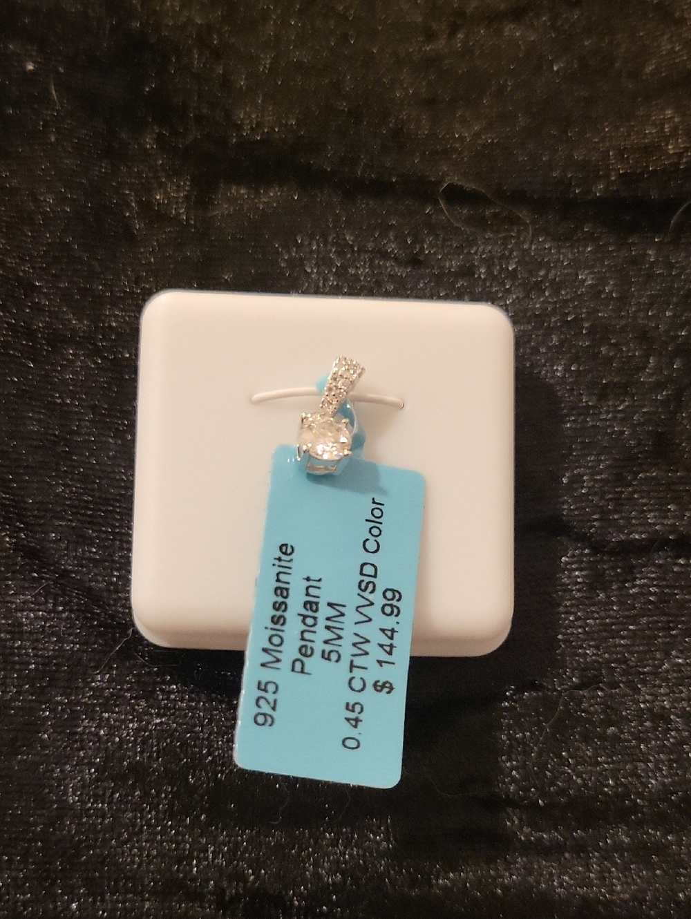 Source Unknown Sterling Silver Moissanite Pendant with Pavé Bail